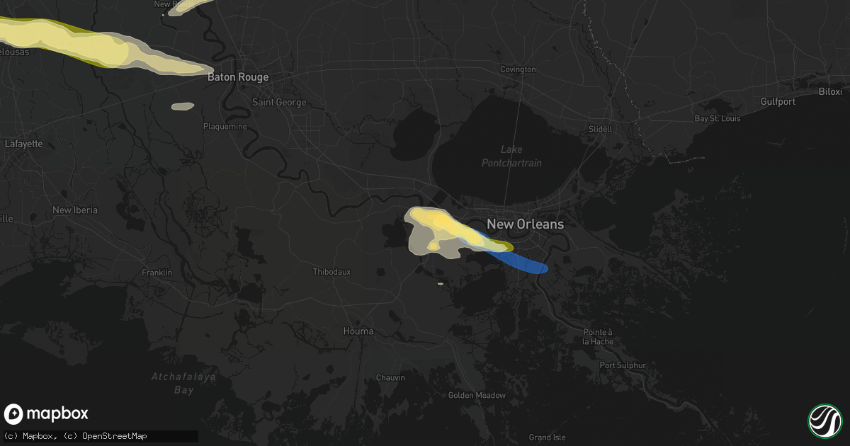 Hail map in Hahnville, LA on May 8, 2026