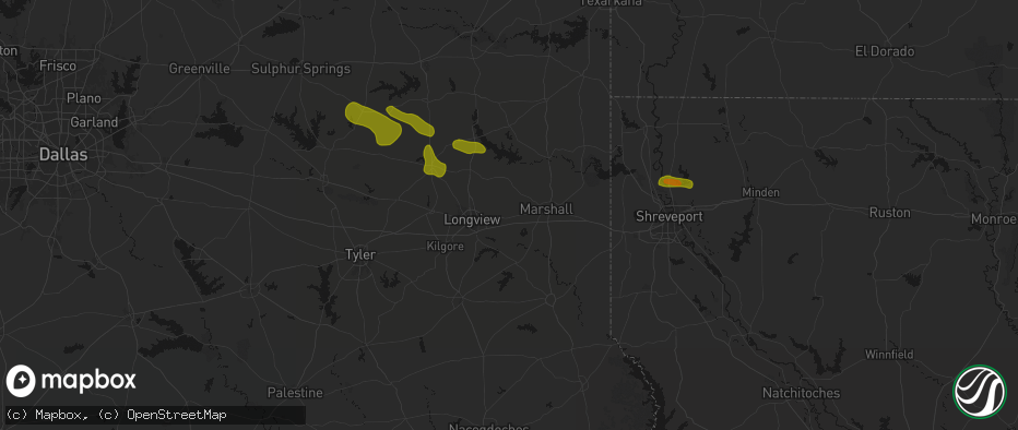 Hail map in Hallsville, TX on May 8, 2026