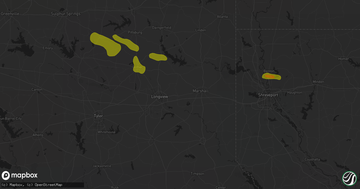 Hail map in Hallsville, TX on May 8, 2026