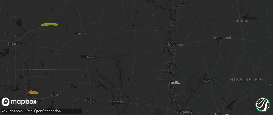 Hail map in Hamburg, AR on May 8, 2026