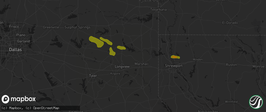 Hail map in Harleton, TX on May 8, 2026