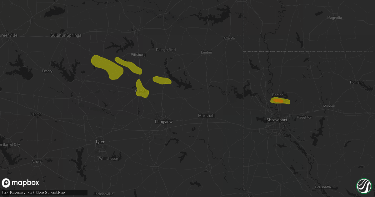 Hail map in Harleton, TX on May 8, 2026