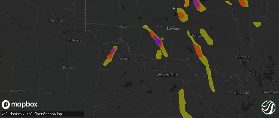Hail map in Harrold, TX on May 8, 2026