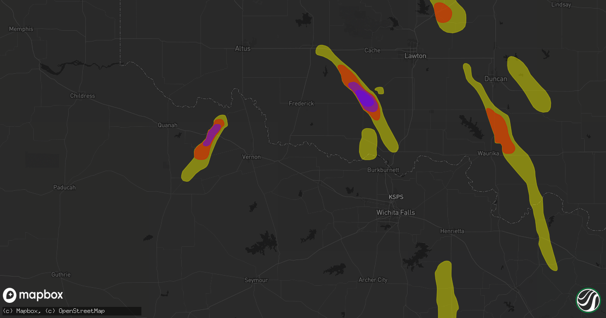 Hail map in Harrold, TX on May 8, 2026