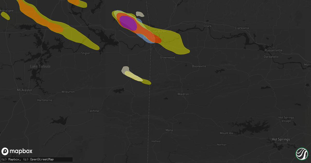 Hail map in Hartford, AR on May 8, 2026