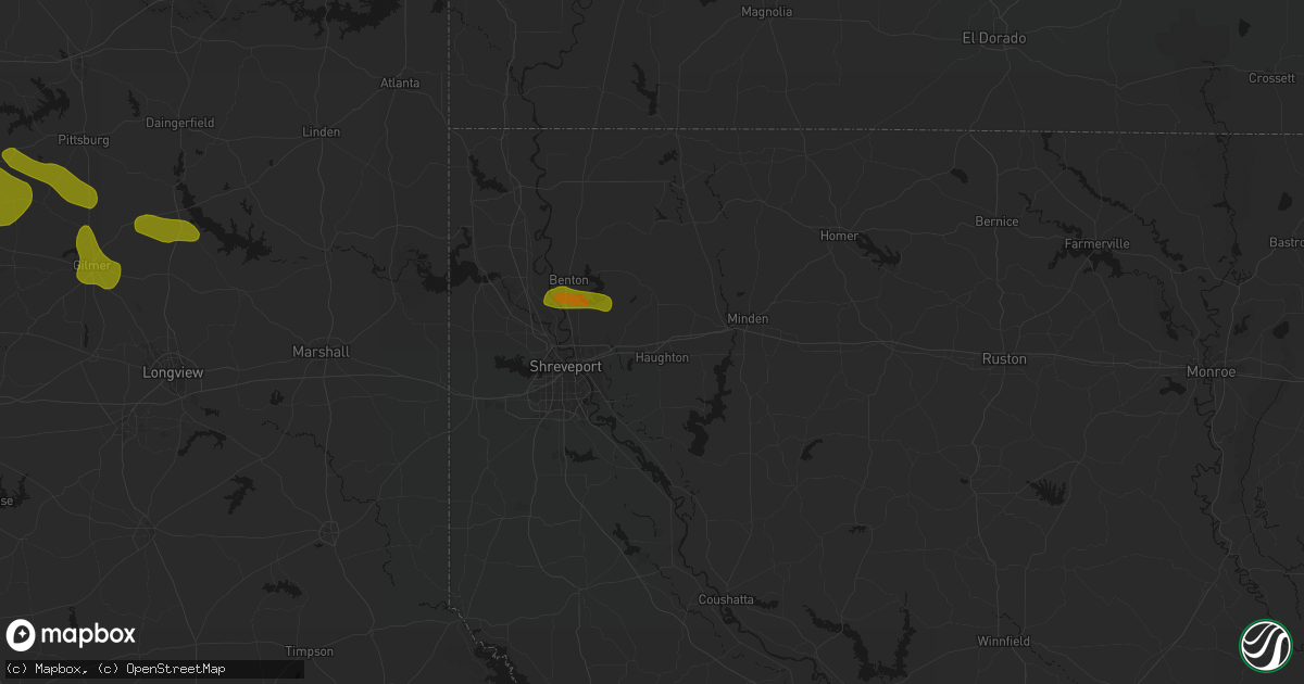 Hail map in Haughton, LA on May 8, 2026