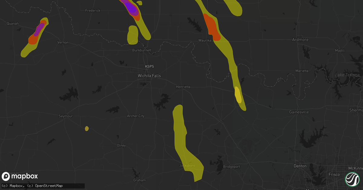 Hail map in Henrietta, TX on May 8, 2026