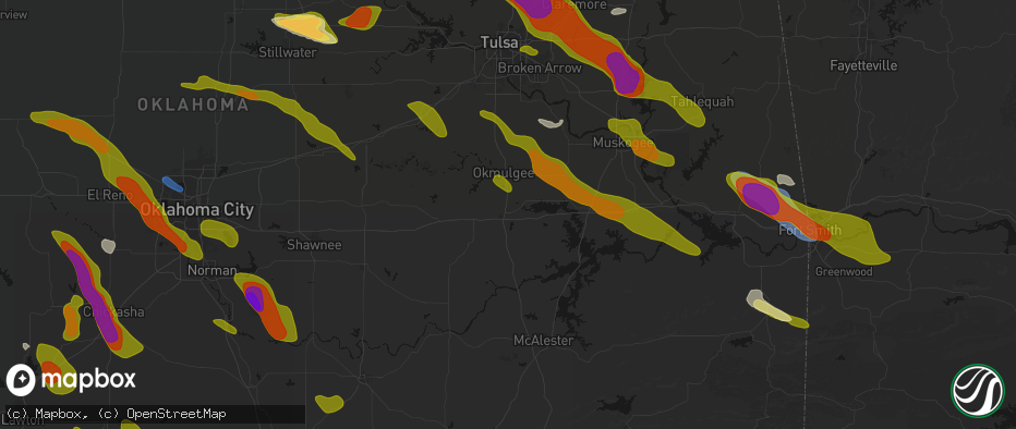 Hail map in Henryetta, OK on May 8, 2026