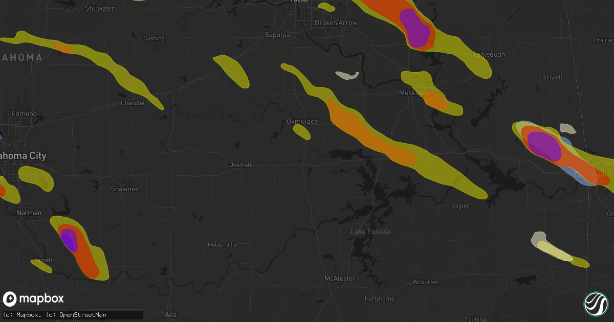 Hail map in Henryetta, OK on May 8, 2026