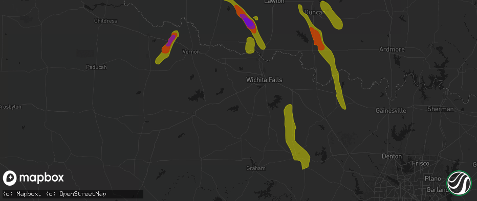 Hail map in Holliday, TX on May 8, 2026