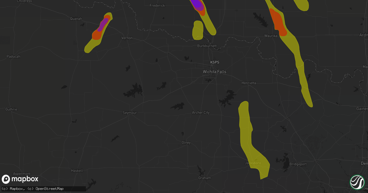 Hail map in Holliday, TX on May 8, 2026