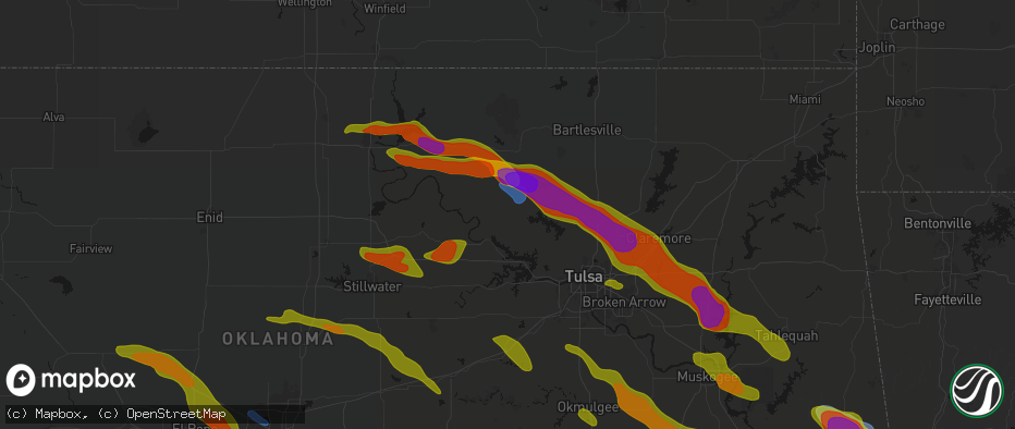 Hail map in Hominy, OK on May 8, 2026