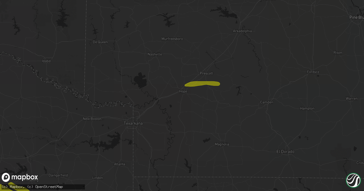 Hail map in Hope, AR on May 8, 2026