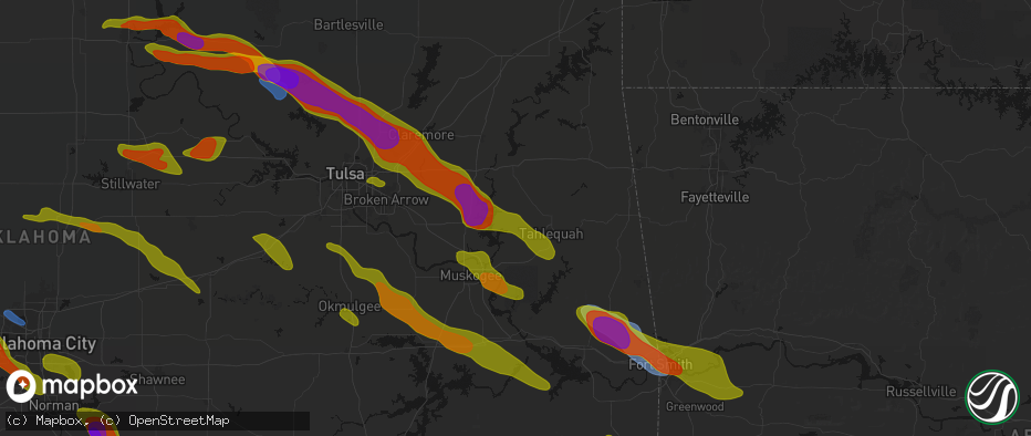 Hail map in Hulbert, OK on May 8, 2026