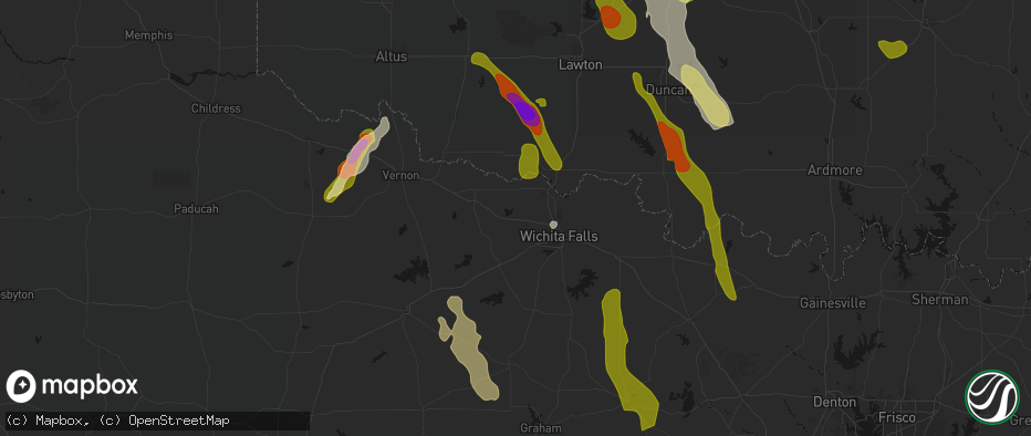 Hail map in Iowa Park, TX on May 8, 2026