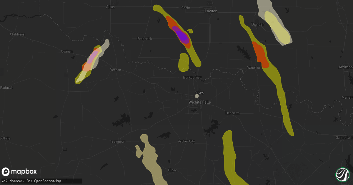 Hail map in Iowa Park, TX on May 8, 2026