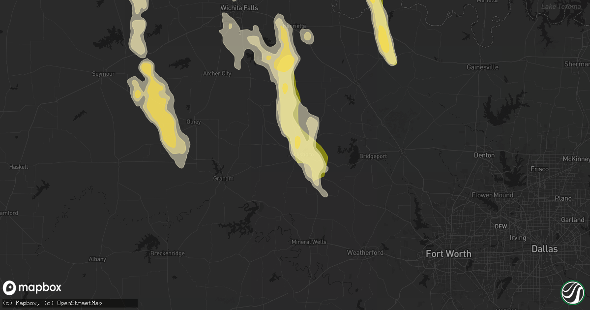 Hail map in Jacksboro, TX on May 8, 2026