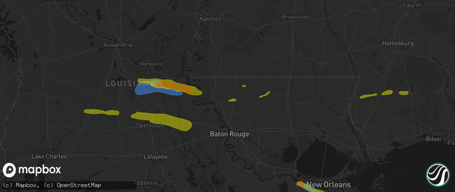 Hail map in Jackson, LA on May 8, 2026