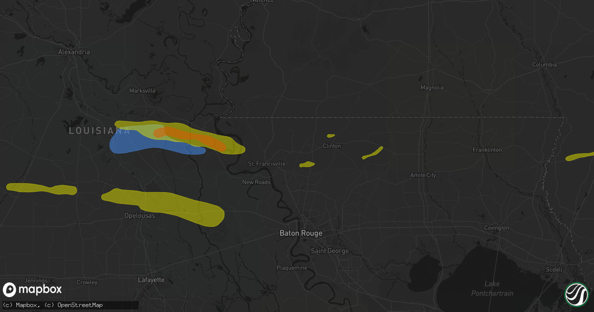 Hail map in Jackson, LA on May 8, 2026
