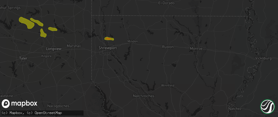 Hail map in Jamestown, LA on May 8, 2026