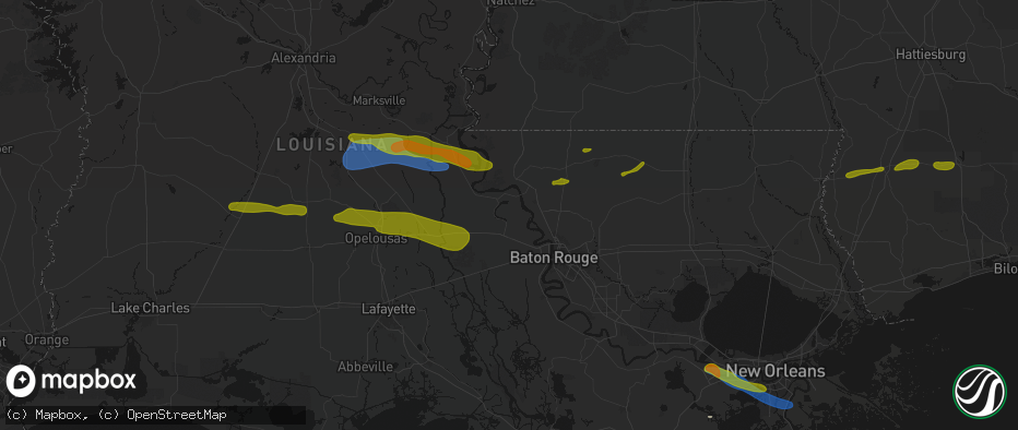 Hail map in Jarreau, LA on May 8, 2026