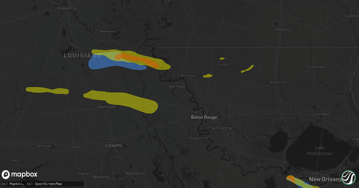 Hail map in Jarreau, LA on May 8, 2026