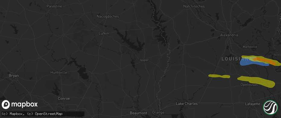 Hail map in Jasper, TX on May 8, 2026