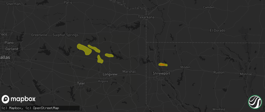 Hail map in Jefferson, TX on May 8, 2026