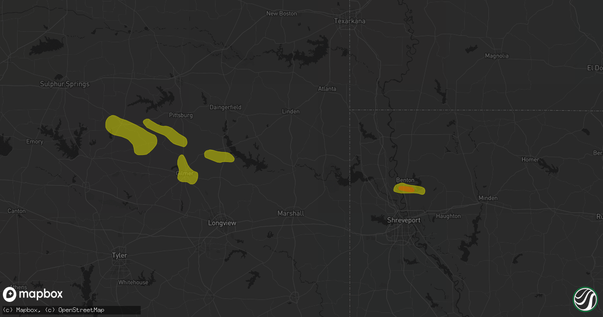 Hail map in Jefferson, TX on May 8, 2026