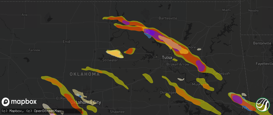 Hail map in Jennings, OK on May 8, 2026