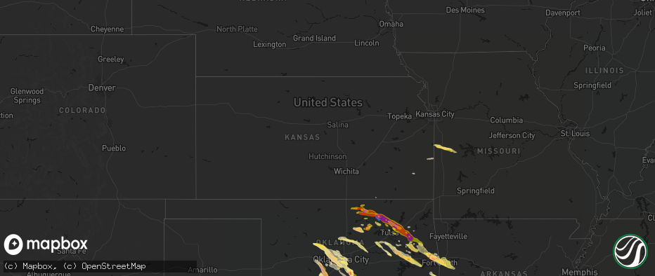 Hail map in Kansas on May 8, 2026