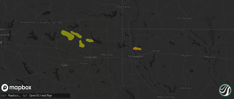 Hail map in Karnack, TX on May 8, 2026