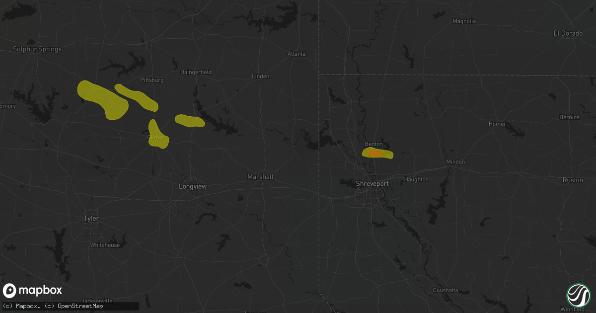 Hail map in Karnack, TX on May 8, 2026
