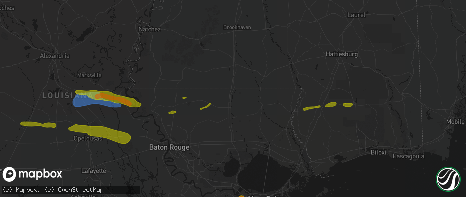 Hail map in Kentwood, LA on May 8, 2026