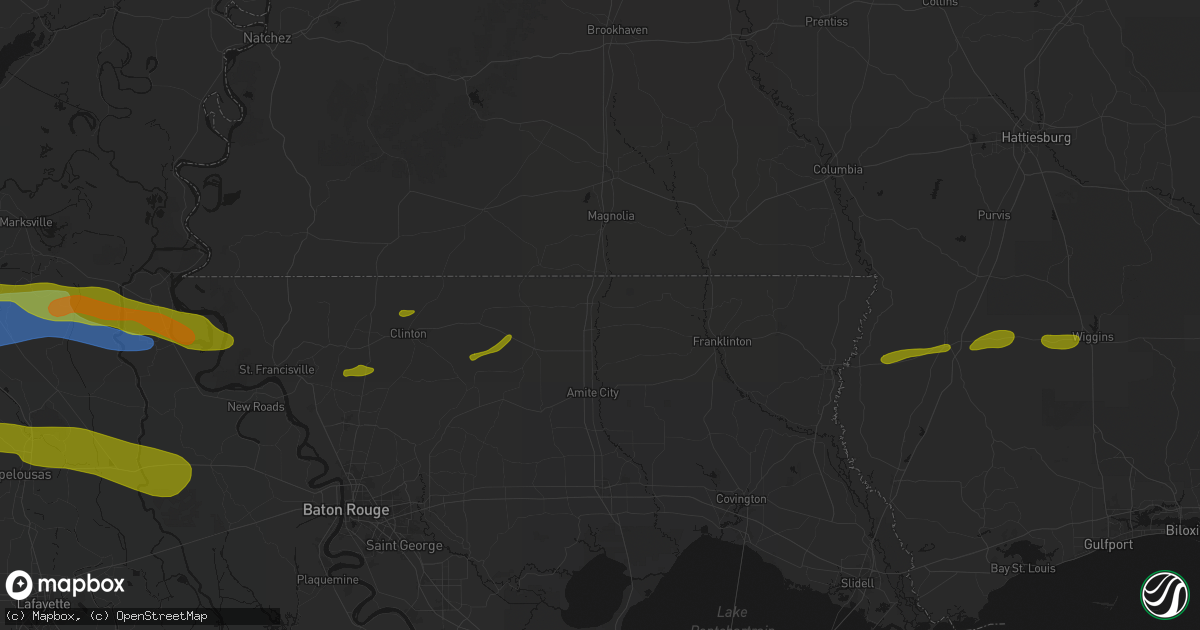 Hail map in Kentwood, LA on May 8, 2026