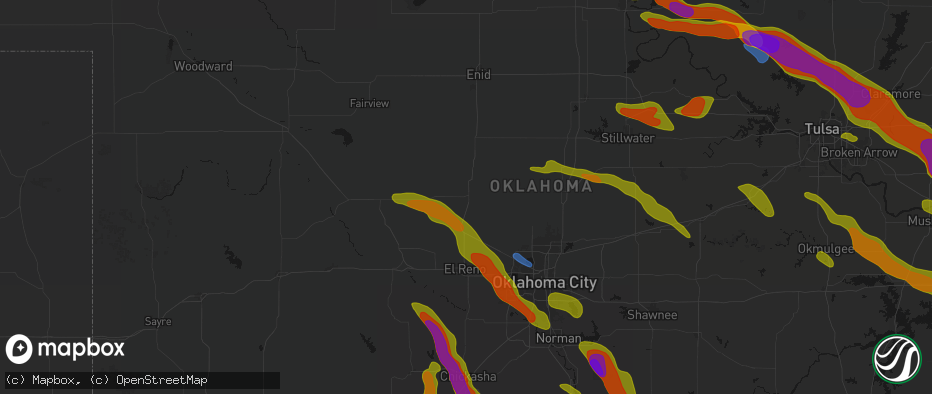 Hail map in Kingfisher, OK on May 8, 2026