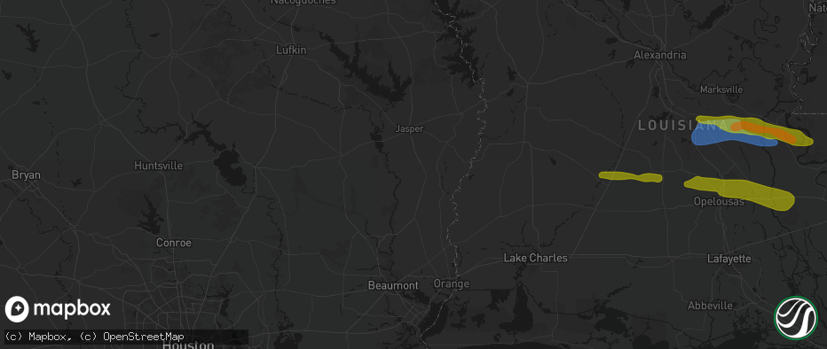 Hail map in Kirbyville, TX on May 8, 2026