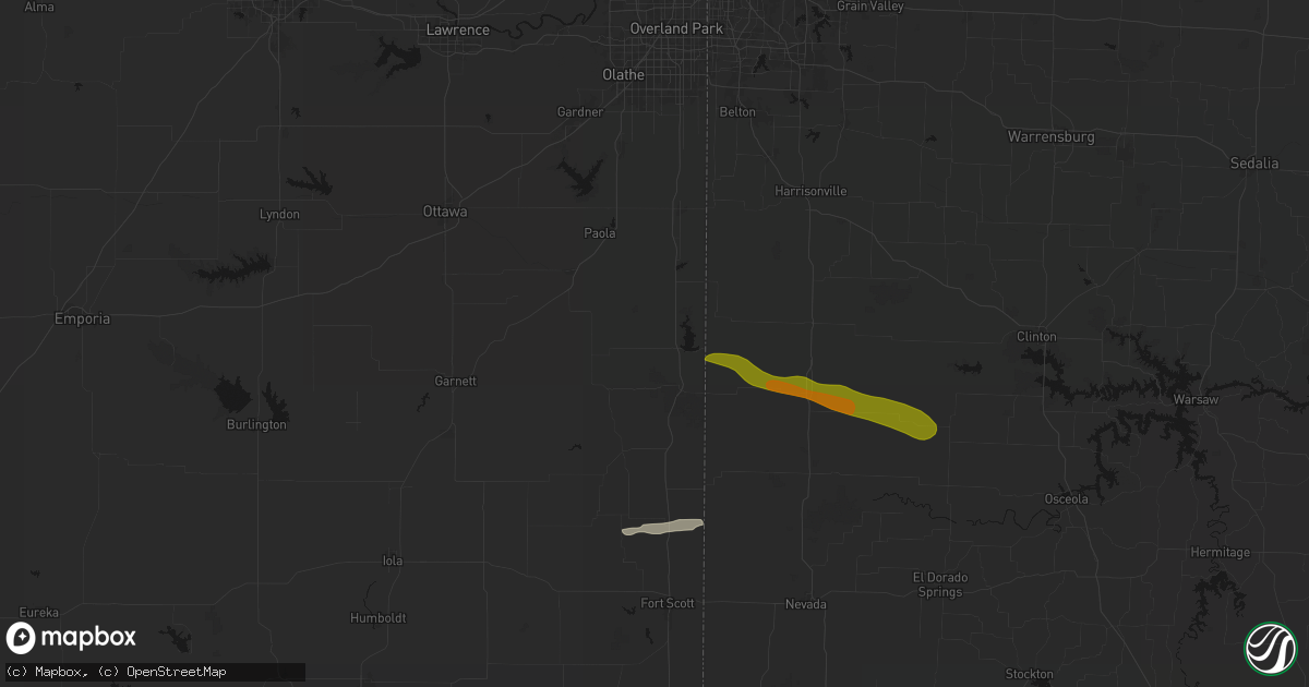 Hail map in La Cygne, KS on May 8, 2026