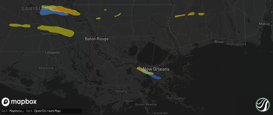 Hail map in La Place, LA on May 8, 2026