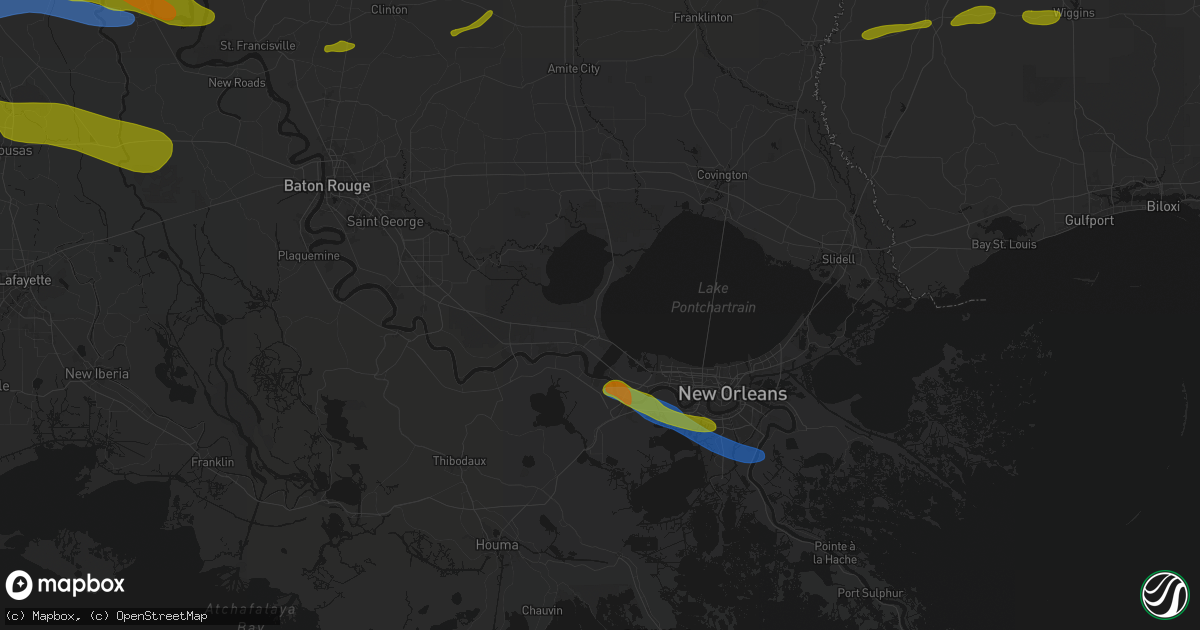 Hail map in La Place, LA on May 8, 2026