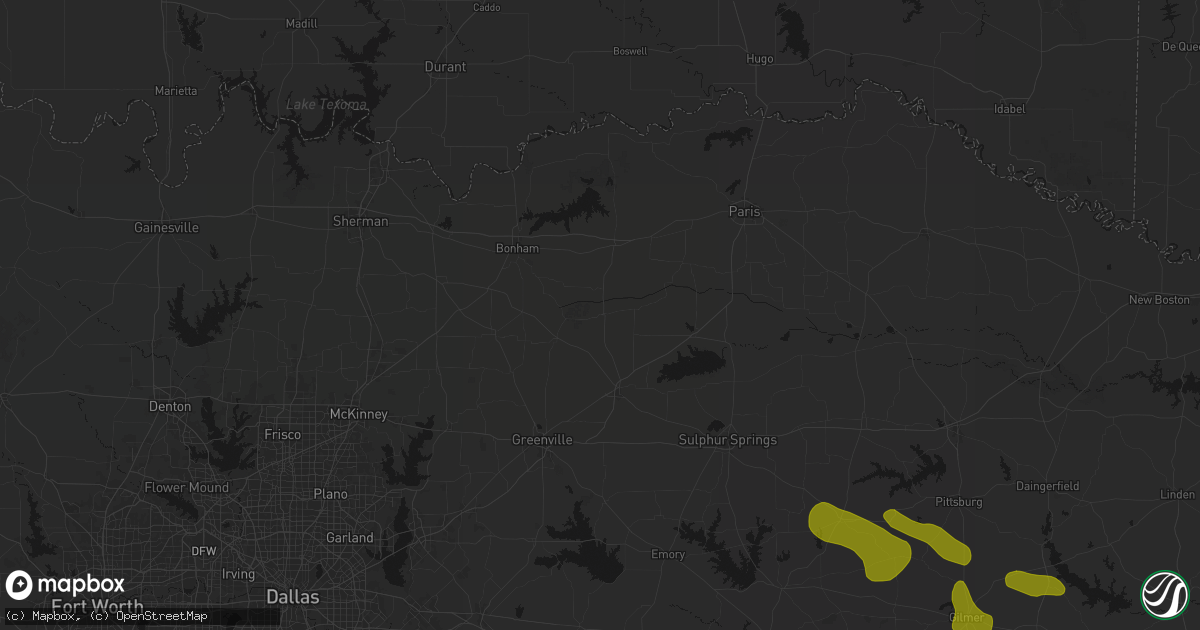 Hail map in Ladonia, TX on May 8, 2026