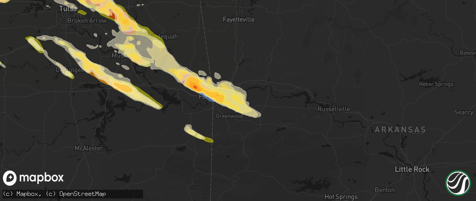 Hail map in Lavaca, AR on May 8, 2026