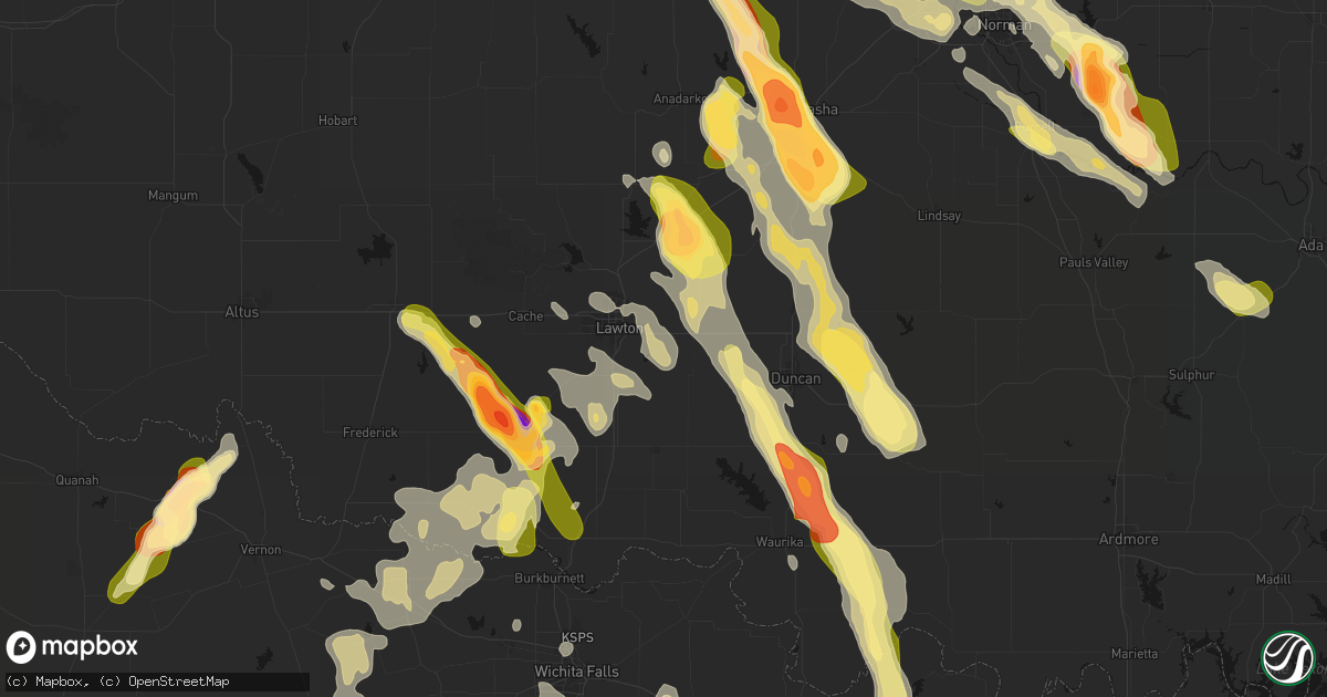 Hail map in Lawton, OK on May 8, 2026