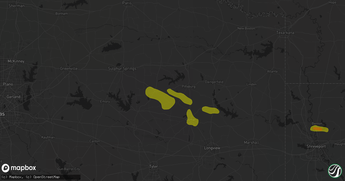 Hail map in Leesburg, TX on May 8, 2026