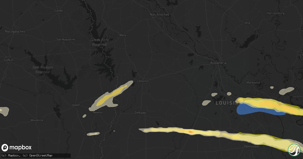 Hail map in Leesville, LA on May 8, 2026