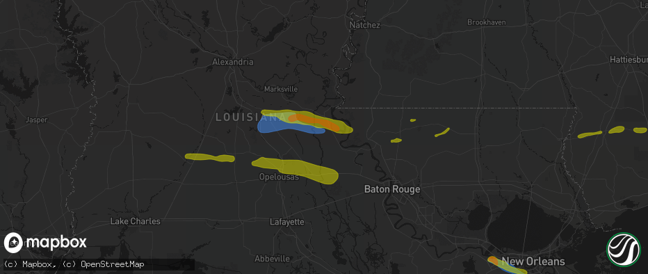 Hail map in Lettsworth, LA on May 8, 2026
