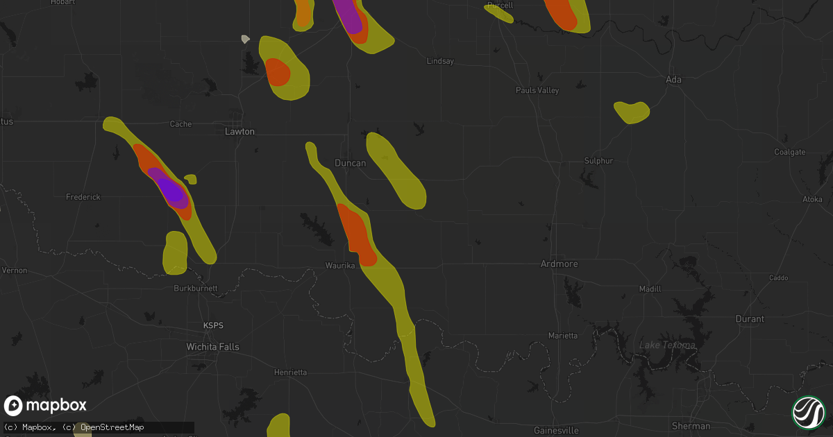 Hail map in Loco, OK on May 8, 2026
