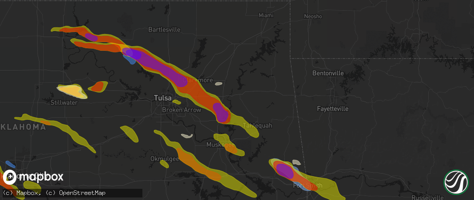 Hail map in Locust Grove, OK on May 8, 2026