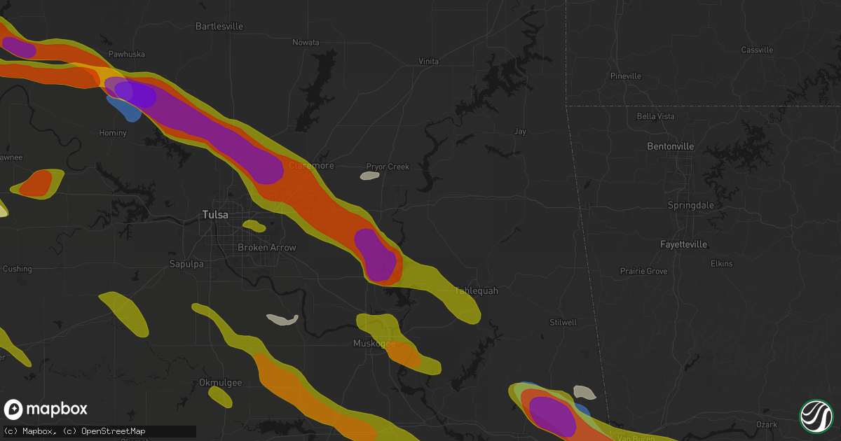 Hail map in Locust Grove, OK on May 8, 2026