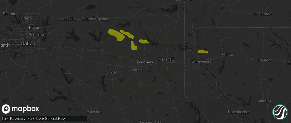 Hail map in Longview, TX on May 8, 2026